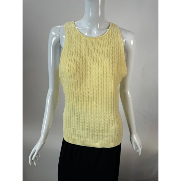 Gap Yellow Cable Knit Tank Top Size Large 97% Cotton Blend Sleeveless Casual Wea - Picture 1 of 16